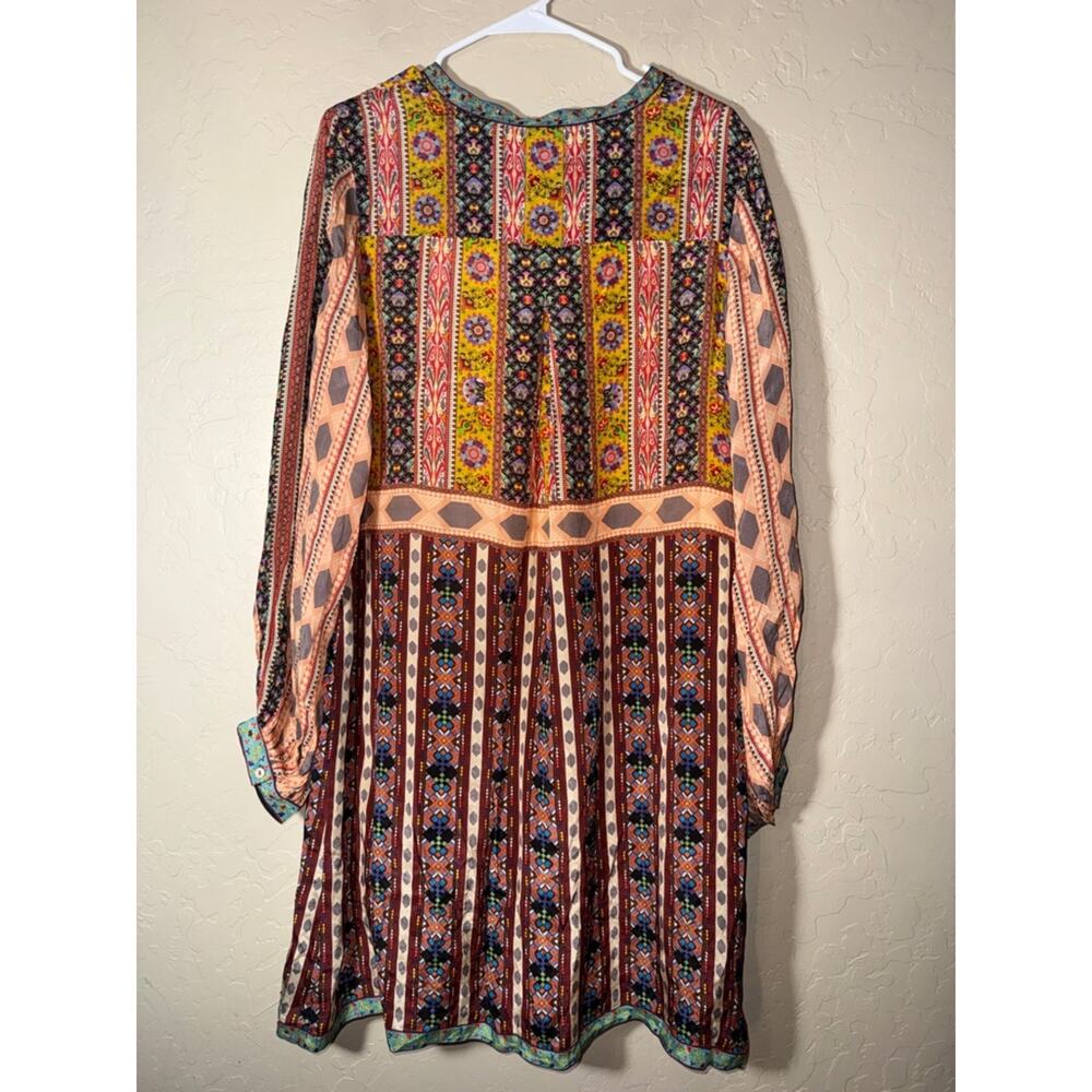 Anthropologie Tanvi Kedia boho long sleeve abstract mixed media tunic dress - Picture 8 of 11